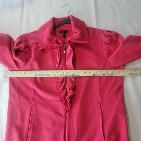 Escada Sport Jacket Womens XL Pink Zipper Athleaisure Gym Comfort Pockets Ruffle - Picture 10 of 16